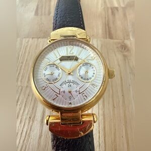 Vintage Anne Klein ladies gold tone brown leather watch NEW BATTERY